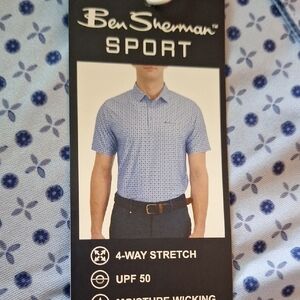 Ben Sherman Light Blue Geometric Polo